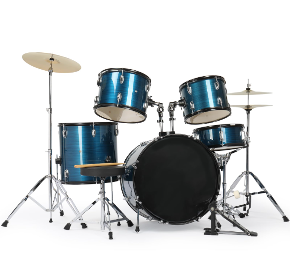 Nemesis 5 Parça 22” Akustik Bateri Zil ve Standlar Dahil Metalik Mavi