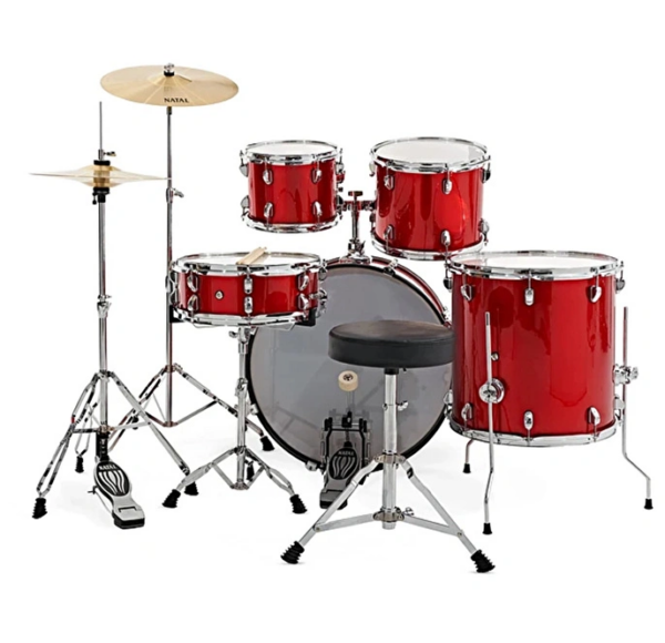Nemesis 5 Parça 20” Akustik Bateri Zil ve Standlar Dahil Şarap Kırmızı