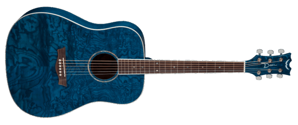 Dean Guitars AXDQATBL – AXS Dread Quilt Ash Akustik Gitar – Trans Blue