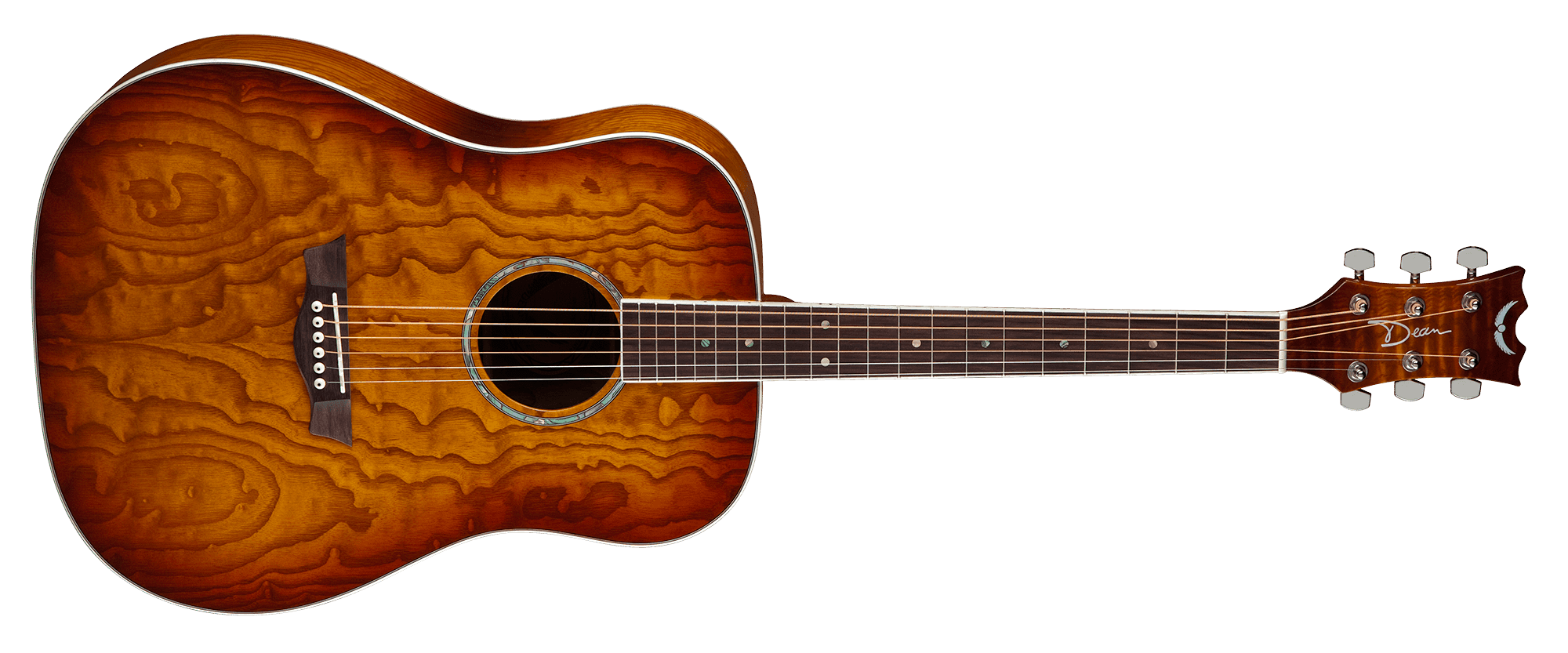 Dean Guitars AXDQATSB – AXS Dread Quilt Ash Akustik Gitar – Tobacco Sunburst