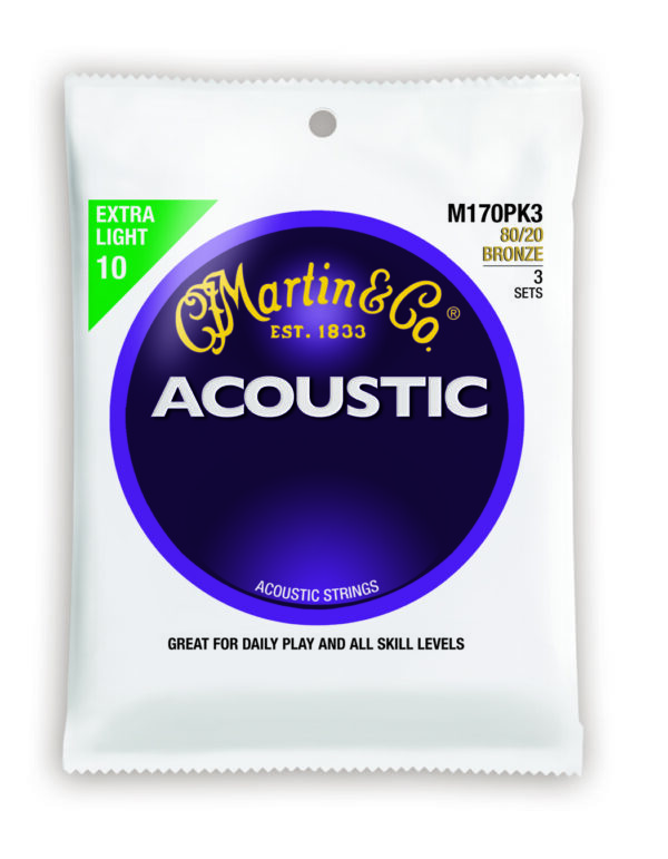 Martin & Co M170PK3 – 80/20 Bronze (Extra Light) 10-47 Akustik Gitar Teli – 3 Set